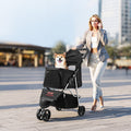 Pet Stroller Foldable 3 Wheels Dog Stroller with Brake, up to 35lbs